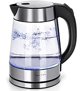 Taylor Swoden Glass Hot Water Kettle Electric for Tea and Coffee 1.7 Liter Fast Boiling Electric ...