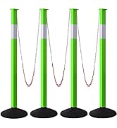 4 Pack Traffic Delineator Post Cones with Weighted Base & Reflective Collars, Adjustable Green Sa...