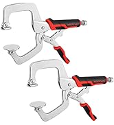 MAXPOWER 11-Inch Locking C Clamp Set, 2 Pack Metal Face Clamp with Large Flat Swivel Pads, Adjust...