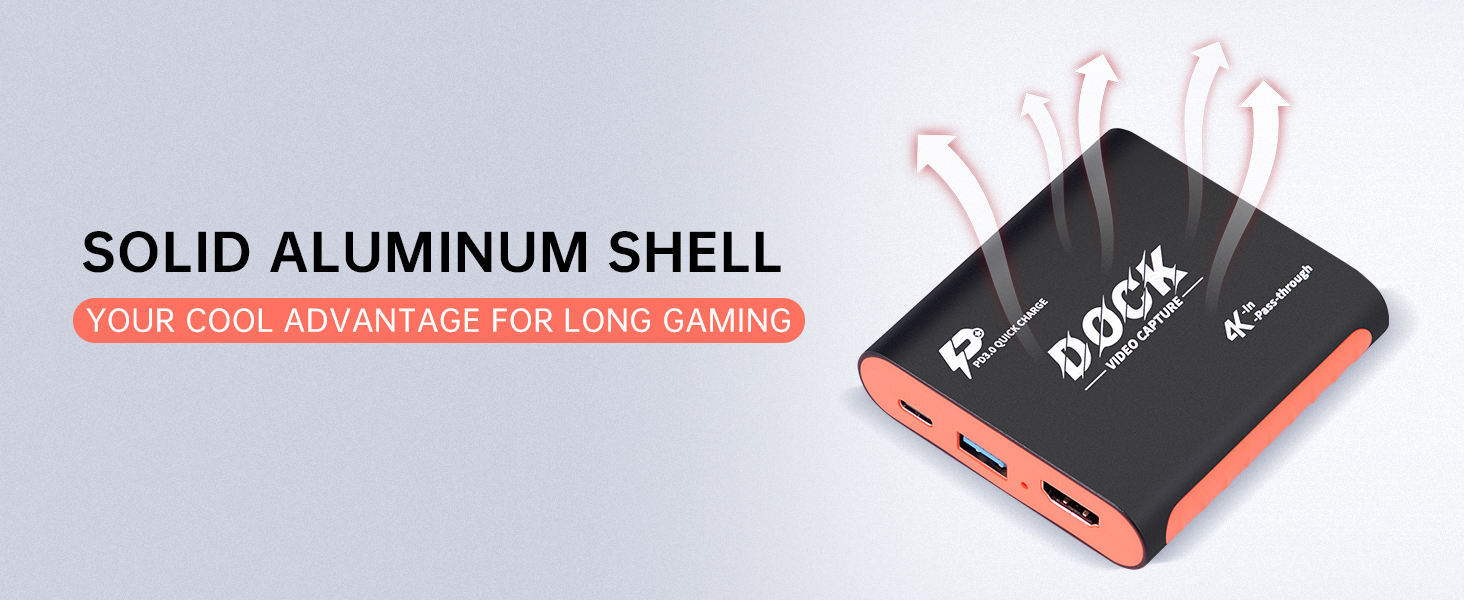 Solid Aluminum Shell -- 2-in-1 switch dock & capture card