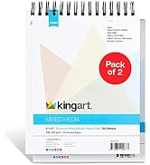 KINGART Mixed Media Sketchbooks, Pack of 2, 8 x 10 Inches, 60-Sheet Drawing Pads, 98lb/160gsm Aci...