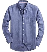 DELCARINO Mens Oxford Shirts Long Sleeve Slim Fit Lightweight Casual Button Down Shirts with Pocket