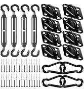 Sun Shade Sail Hardware Kit: 80 Pcs 6 Inch 304 Stainless Heavy Duty Sunshade Hardware for Rectang...