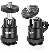 UTEBIT 2 Pack Mini Ball Head with 1/4" Hot Shoe Mount Adapter Max Load 1.1lb 360° Swivel Tripod B...