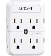 LENCENT 2 Prong Power Strip, 3 to 2 Prong Outlet Adapter, Surge Protector, Polarized Plug, 3-Side...
