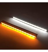 YOMTOVM Turn Signal Switch Fog Light, 2Pcs Light Strip for Daytime Running Light, White Yellow Se...