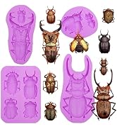 Infovox 3D Beetle Silicone Molds Set, 4 Piece Insect Pattern Fondant Molds, Purple Cake Decoratin...
