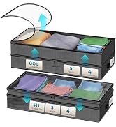 2 Pack Under Bed Storage Containers, Double Layer Underbed Storage Bins for Extensible Closed Des...