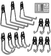 Garage Hooks Heavy Duty 12 Pack, Steel Garage Storage Hooks, Tool Hangers for Garage Wall Utility...