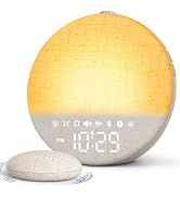 DreamSky Sunrise Alarm Clock with Bed Shaker for Heavy Sleepers Bedroom, White Noise Sound Machin...