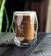 Insulated Coffee Mug, Double Wall Glass, Diamond Shap