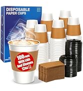 MOUMOULIFE 12 oz Paper Coffee Cups with Lids and Sleeves 100 Pack, Sturdy Leak-Proof Design for H...