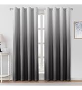 HOMEIDEAS Grey/Gray Ombre Blackout Curtains 52 X 84 Inch Length Gradient Room Darkening Thermal I...