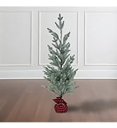 Old World Christmas 35-Inch Artificial Fir Tree with Plaid Burlap Base, Tabletop Seasonal Decor