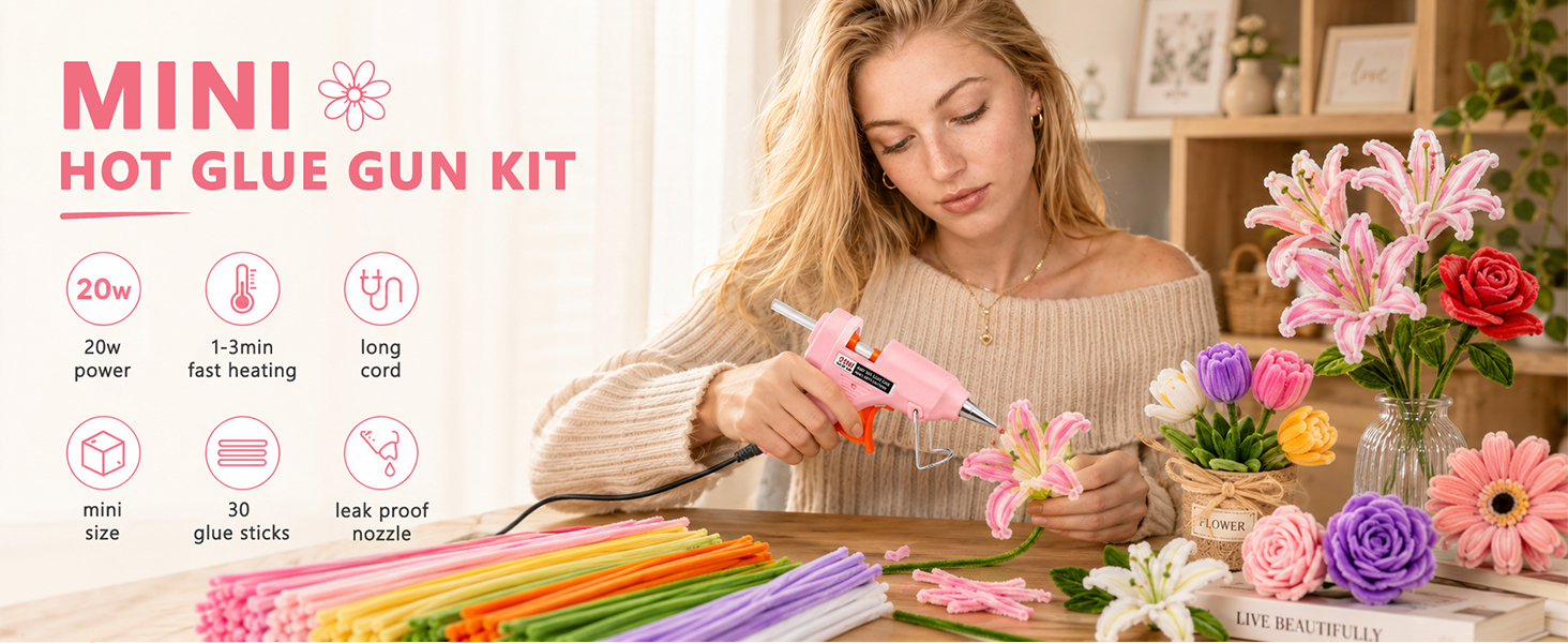 Mini Hot Glue Gun Kit with 30 Glue Sticks, 20W Fast Preheating Hot Glue Gun And Sticks Set