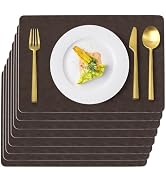 Uolr Vinyl Placemats 8 PCS Faux Leather 100% Waterproof Stain Resistant Wipeable Washable PU Plac...