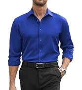 COOFANDY Mens Stretch Dress Shirts Long Sleeve Button Down Shirt Regular Fit Formal Business Shirts