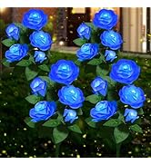 YWYWLED Solar Flower Lights Outdoor - Upgraded New Material Two Modes Realistic LED Solar Powered...