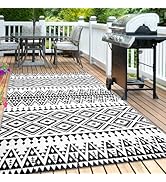 Waterproof Outdoor Rug 5x8ft, Bohemia Reversible Plastic Straw Mat for Patio RV Deck Porch Backya...