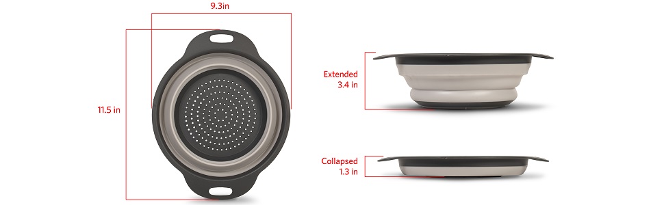 strainer dimensions expanded and collapsed