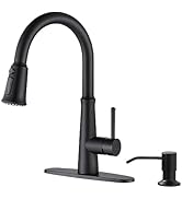WOWOW Kitchen Faucets with Pull Down Sprayer Soap Dispenser, Stainless Steel Kitchen Sink Faucet ...