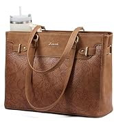 LOVEVOOK Laptop Tote Bag for Women Work, Teacher Tote Bag with Large Cup Holder, 15.6 Inch Waterp...