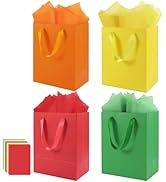 4 Pack Medium Gift Bags With Handles and 8 Tissue Paper, 8 X 5 X10 Inch Paper Bags Bulk for Birth...