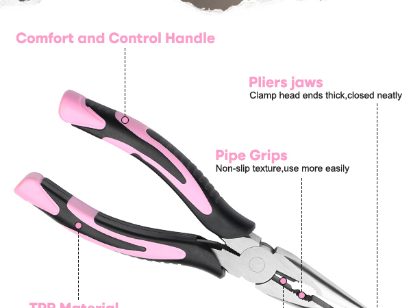 2pcs pink needle nose pliers