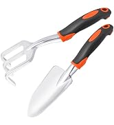 Garden Tool Set, 2 Pack Heavy Duty Gardening Tools Set Include Garden Shovel and Hand Rake Claw T...