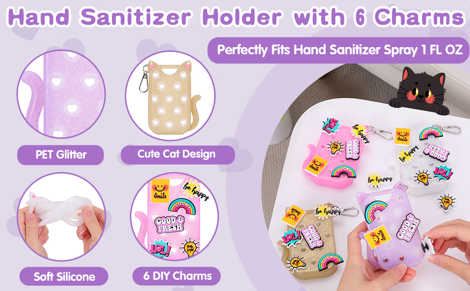 Hand Sanitizer Holder with 6 Charms