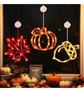 LOLStar Fall Decor Window Lights 2025 Thanksgiving Decorations Acorn Maple Leaves Pumpkin LED Lig...