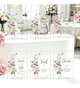 Tarklanda 6 Pcs Wildflower Thank You Acrylic Signs, 5x7 Inch Floral Baby Shower Table Sign Center...