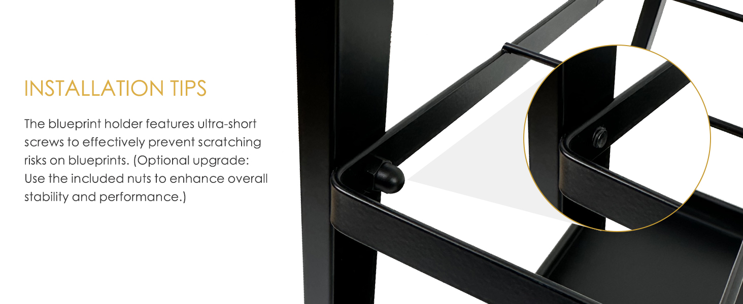 blueprint holder features ultra-short screws to effectively prevent scratching risks on blueprints.