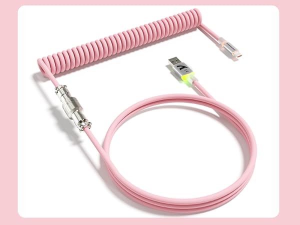 ATTACK SHARK C01 ULTRA Pink Coiled C to A TPU Cable for 8K Polling Rate Gaming Keyboard