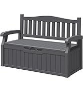 Greesum 80 Gallon Storage Bench Outdoor Deck Box with Armrest, Patio Furniture,Lockable, Waterpro...