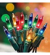 Hopolon Clear Christmas Lights with Green Wire, 2PACK 13 Feet 50Count UL Certified String Lights,...