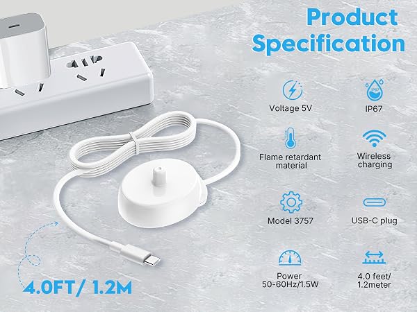 USB C toothbrush Charger for Oral B Electric Toothbrush iO2 iO3 iO4 iO5 iO6 Genius X