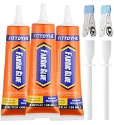 3Pcs Fabric Glue Permanent, 60 ML Washable Clear Clothing Glue, Super Fabric Glue for Rhinestones...