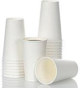 AOZITA 50 Pack 16 oz Disposable Paper Coffee Cups, White Paper Hot/Cold Beverage Drinking Cup for...