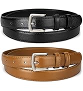 maikun Womens Skinny Leather Belt, Solid Color Pin Buckle, PU Leather Classic Waist Belt for Ladies