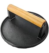FCCUM Smash Burger Press 6.9" Round, 2.2 lb Heavy-Duty Cast Iron Hamburger Smasher Tool with Wood...