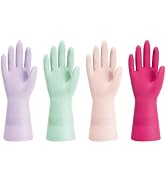 ThxToms 4 Pairs Kitchen Dishwashing Nitrile Gloves, Reusable Latex Rubber Free Household Cleaning...