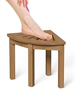 Domax Bamboo Corner Shower Foot Rest - Shower Stool for Shaving Legs 12 inch Non-Slip Waterproof ...