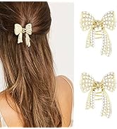 Brinie Pearl Hair Claw Clamps Gold Metal Hair Claw Clips Bowknot Hair Styling Clips Non Slip Jaw ...