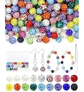 200PCS FIVEIZERO Rhinestone Beads for Jewelry Making, 15 Colors Round Sparkle Crystal Clay Bead B...
