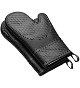Heat Resistant Silicone Oven Mitts, Up to 500°F Protection for Baking & Grilling, 1 Pair (Black, ...