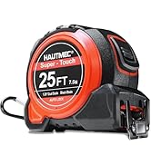 HAUTMEC Contractor's Wide Tape Measure 1-1/4" x 25', Dual Metric & Inch Scales, Double Magnetic H...