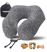 napfun Neck Pillow for Travel, Memory Foam Airplane Pillow, Full Grey | 360° Neck Support, Upgrad...