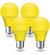 EvaStary A15 LED Yellow Bug Light Bulb Outdoor, 5W Equivalent 40W E26 Base | Amber Yellow LED Bul...