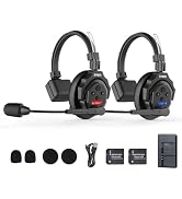SYNCO XTALK X2 Wireless Intercom Headset System, 2.4GHz Communication Headset for 2-Person with 2...